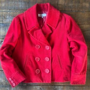 Jones New York‎ Red Textured Cropped Peacoat PL